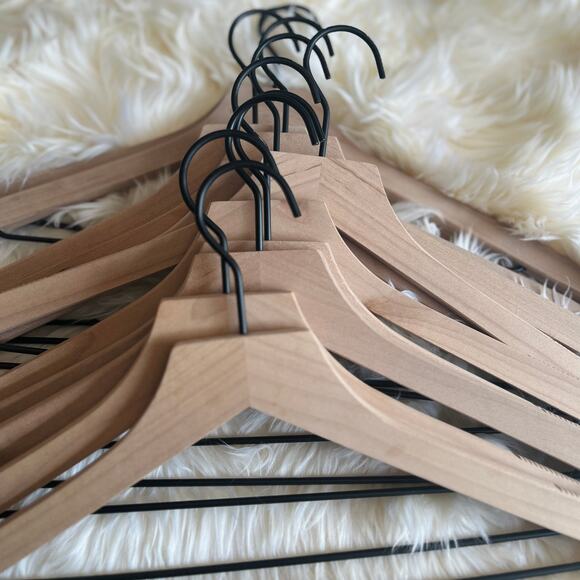 Brightroom | Set of 10 Non-Slip Wooden Clothes Hangers | Minimalist Storage - Picture 2 of 4